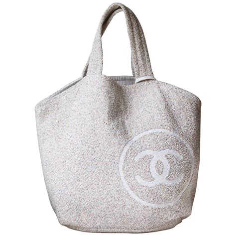 chanel beach bag grey|chanel terry cloth beach bag.